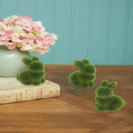 Moss Flocked Easter Bunny Set of 3 {4}