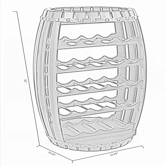 Rustic Barrel Shaped Wooden Wine Rack for 23 Bottles {6}