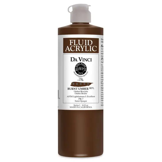 Da Vinci Fluid Acrylics - Burnt Umber, 16 oz bottle {1}
