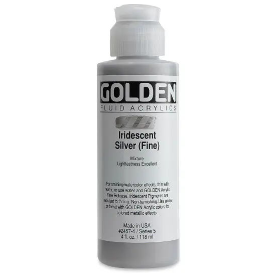 Golden Fluid Acrylic - Iridescent Silver (Fine), 4 oz bottle {2}