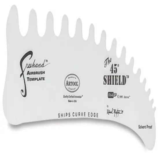 Artool Freehand Essential Seven Airbrush Template - FH-4, 45 Degree Shield {1}