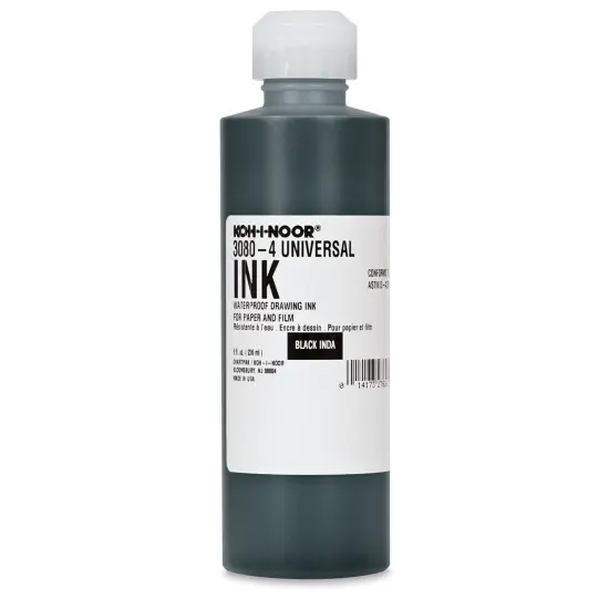 Koh-I-Noor Water-Resistant Drawing Ink - 8 oz, Opaque Black {2}