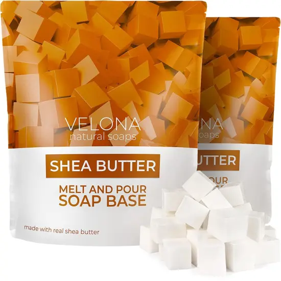 4 LB - Shea Butter Soap Base by Velona | Pre-Cut Cubes | SLS/SLES Free | Glycerin Melt and Pour | Natural Bars for The Best Result for Soap-Making {1}