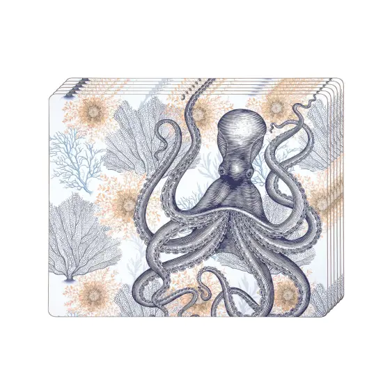 Ochre Octopus Hardboard Placemats, Set of 6 {3}
