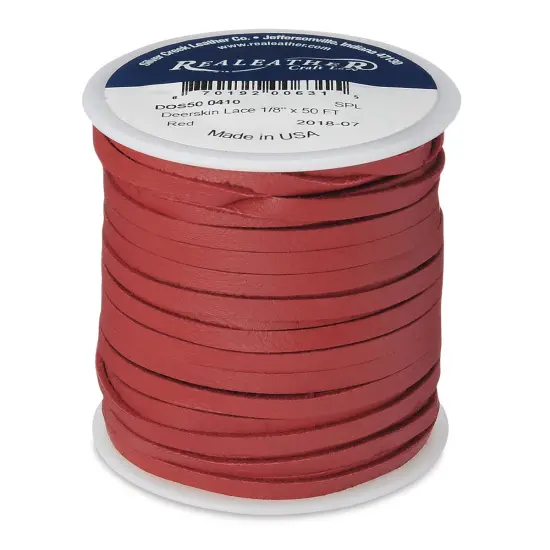 Realeather Deerskin Lace - 1/8" x 50 ft, Red {1}