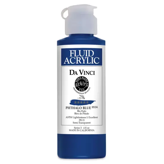 Da Vinci Fluid Acrylics - Phthalo Blue, 4 oz bottle {1}