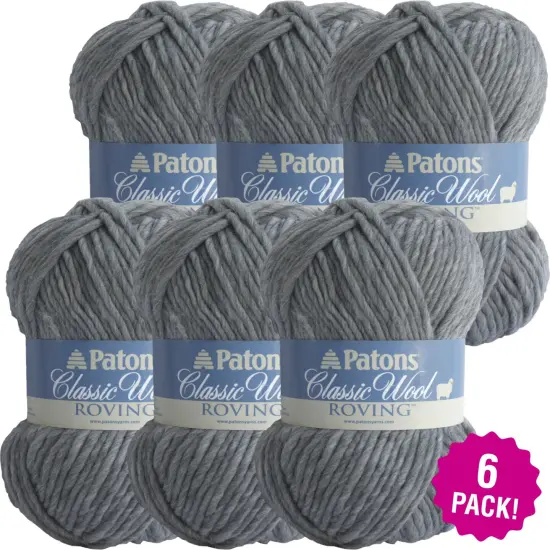 Multipack of 6 - Patons Classic Wool Roving Yarn-Grey {1}