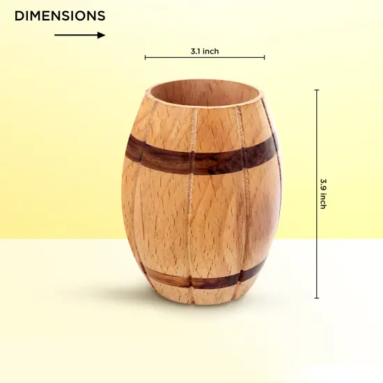 Decorative Wine Barrel Shaped Wooden Pen Holder for Office Desk, or Entryway {4}
