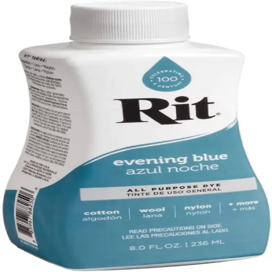 Rit Dye Liquid Evening Blue All-Purpose Dye 8oz, Pixiss Tie Dye Accessories Bundle {2}