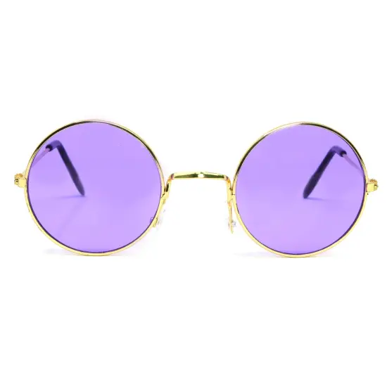 Purple Round Hippie Glasses - Purple 60's Style Hipster Circle Sunglasses - 1 Pair {6}