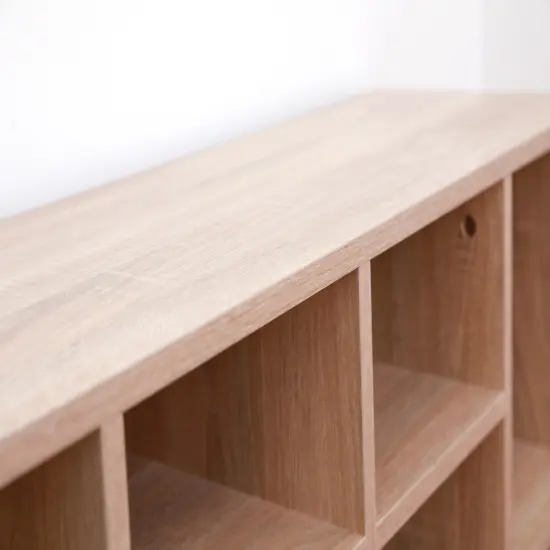 Natural Wooden Shoe Cubicle Storage Entryway Bench with Soft Cushion for Seating {4}