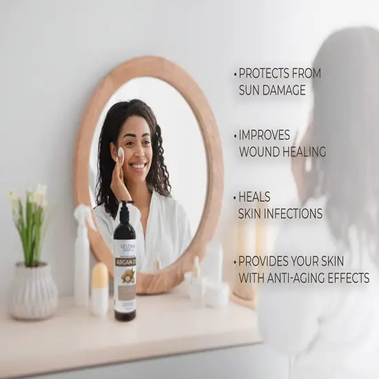 velona Argan Oil - 4 oz (With Dropper) | Morocco Oil For Hair Growth, Skin, Body and Face Care | Unrefined, Cold Pressed | 100% Natural and Moisturizing Carrier Oil | Cap Kit&hellip; {4}