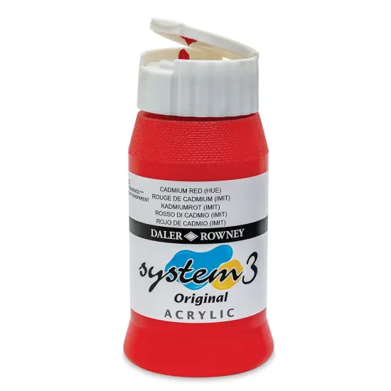 Daler-Rowney System3 Acrylic - Cadmium Red Hue, 500 ml bottle {1}