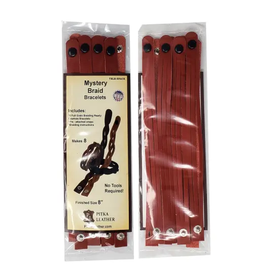 Red Mystery Braid Leather Bracelets Kit - 8 Leather Bracelets Braiding Ready - Made in USA {1}