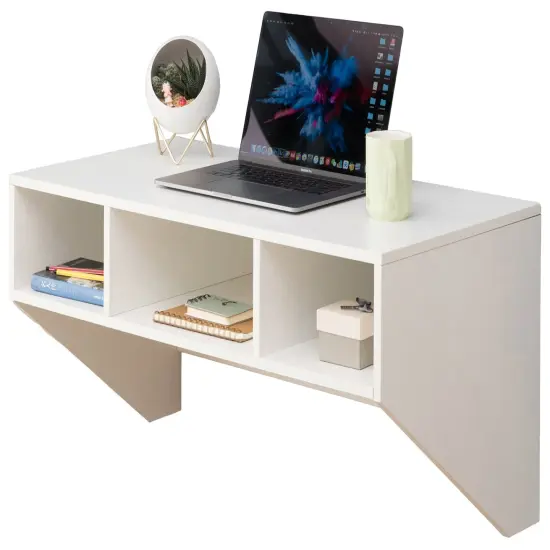 Wall Mounted Office Computer Desk White {1}
