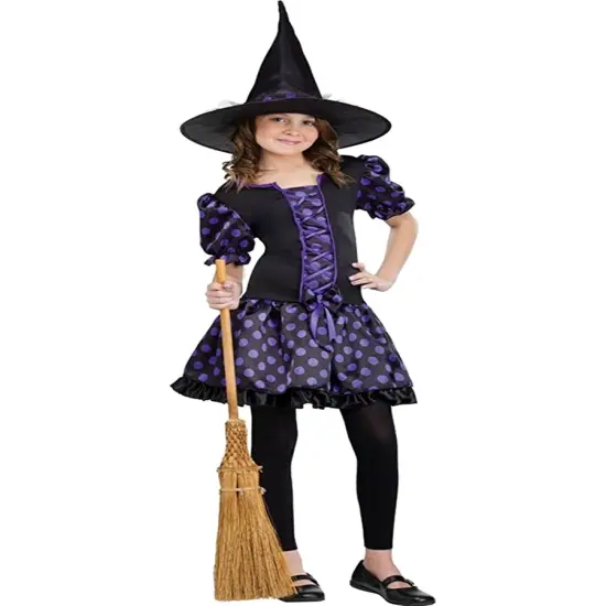 Whimsical Polka Dot Witch Girl's Costume {1}