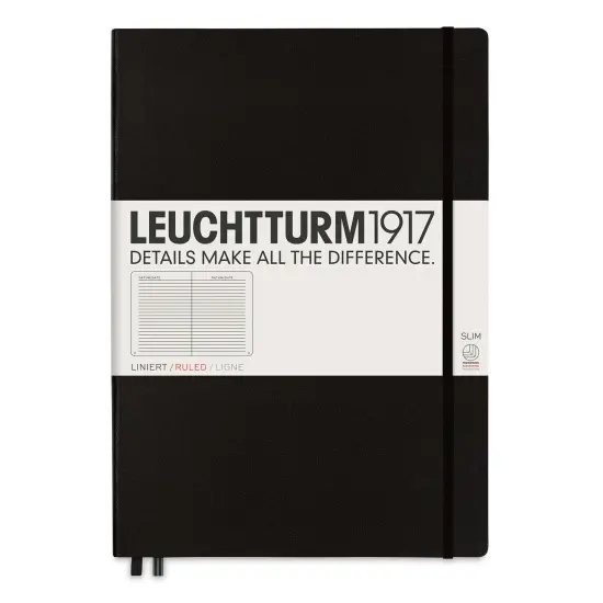 Leuchtturm1917 Ruled Hardbound Notebook - Black, Master Slim, 8-3/4" x 12-1/2" {1}