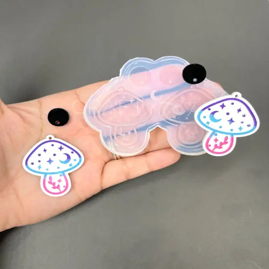 Mushroom Magical Hongo Dangle Earring Silicone Mold (D5) {1}