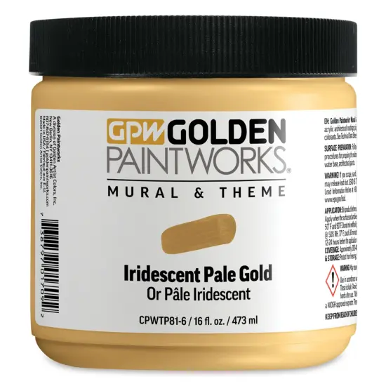 Golden Paintworks Mural and Theme Acrylic Paint - Iridescent Pale Gold, 16 oz, Jar {1}