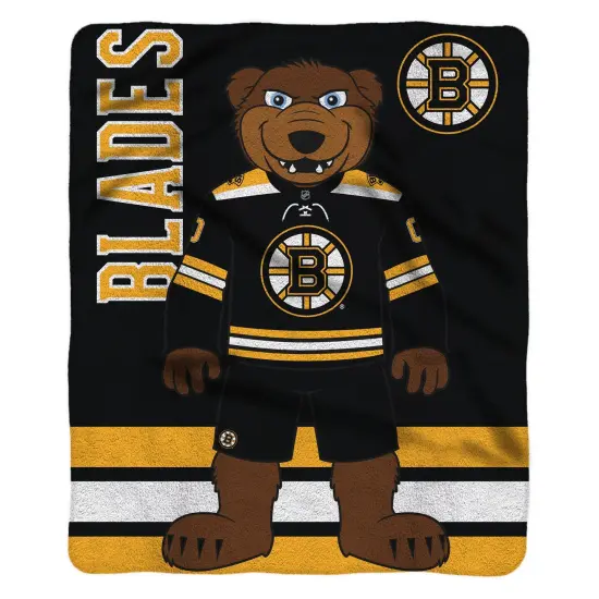 Sleep Squad Boston Bruins Blades 60” x 80” Raschel Plush Hockey Blanket {2}