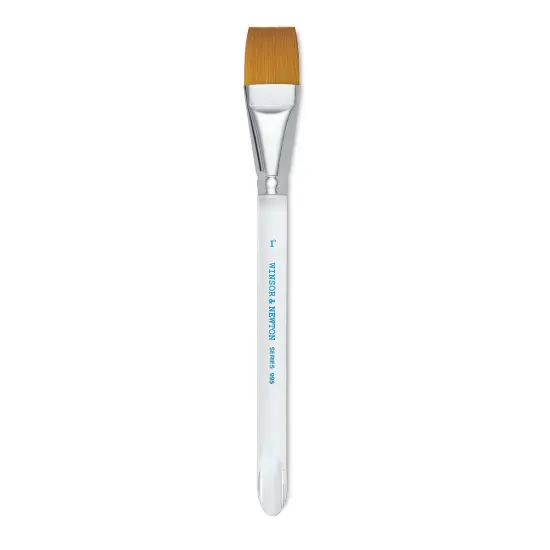 Winsor & Newton Series 995 Flat Wash Brush - Golden Taklon, Short Handle, 1" {2}