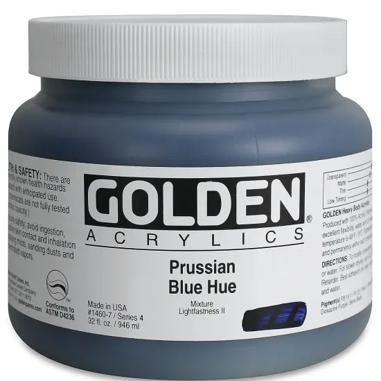 Golden Heavy Body Artist Acrylics - Prussian Blue Historic Hue, 32 oz Jar {2}