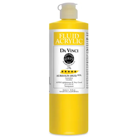 Da Vinci Fluid Acrylics - Aureolin Hue, 16 oz bottle {1}