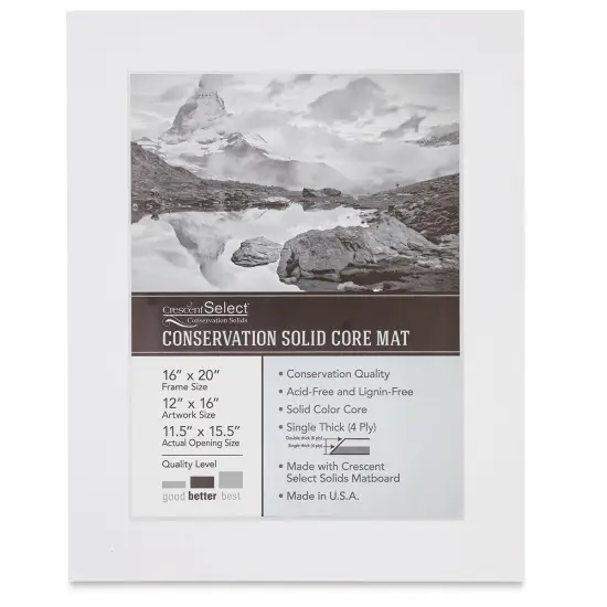 Crescent Select Conservation Solids Pre-Cut Double Mat - Vivid White/Vivid White, 4 ply, 16" x 20" {1}