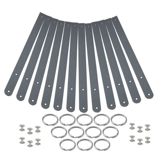 Blank Leather Keyrings 12 Pack &ndash; Pre-Cut Blanks with Hardware for Hot, Foil Stamping & Engraving Grey {1}