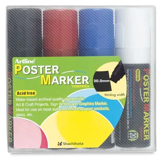 Artline Poster Markers - 20 mm Tip, Primary Colors, Set of 4 {1}