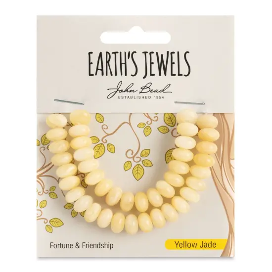 John Bead Earth&rsquo;s Jewels Jade Beads - Yellow Jade, Donut Rondelle, 5 mm x 8 mm, 41 beads {1}
