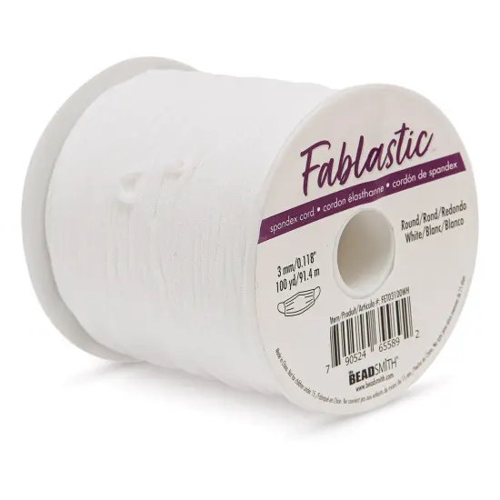Round Stretch Cord, White, 3 mm x 100 yd {1}