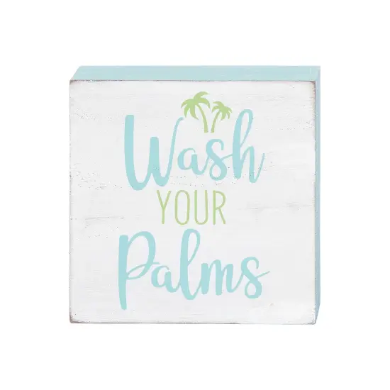 Wash Your Palms Wood Block Shelf Sitter {1}