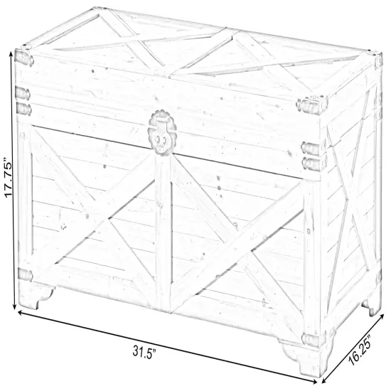 Barn Design Large Decorative Farmhouse Wooden Storage Trunk Chest {5}