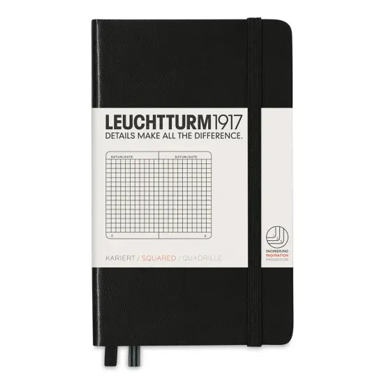 Leuchtturm1917 Squared Hardbound Notebook - Black, 3-1/2" x 6" {1}