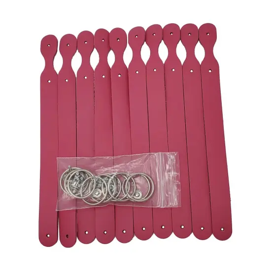 Blank Leather Keychains &ndash; 3/4" Full Grain DIY Kit (10 Pack)-Promotional-Fundraising-Personalized Gifts Hot Pink {1}