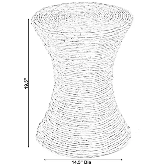 Decorative Round Wicker Side Table Hourglass Shape Accent Coffee Table {5}