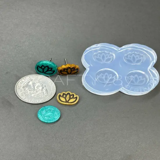 Lotus Stud Earring Silicone Mold (A12) {5}