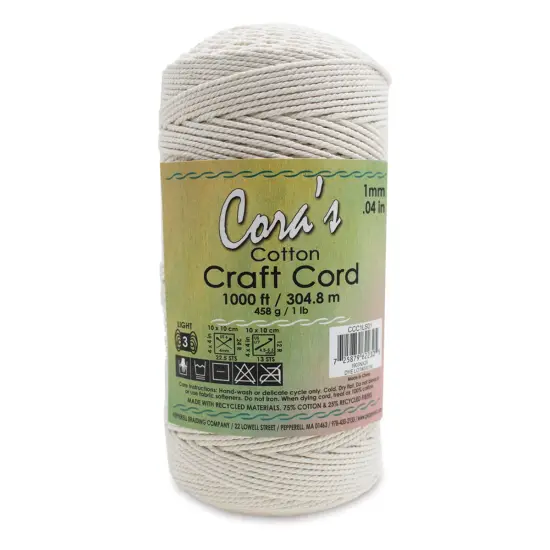 Pepperell Cotton Craft Cord - Natural, 1 mm, 1000 ft {1}