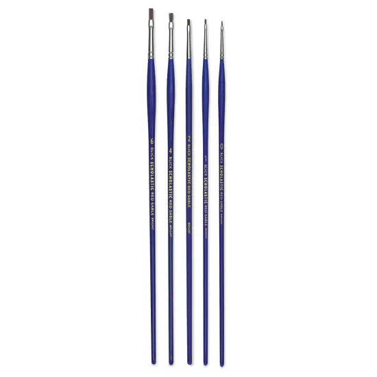 Blick Scholastic Red Sable Brush Set - Bright, Long Handle, Set of 5 {1}