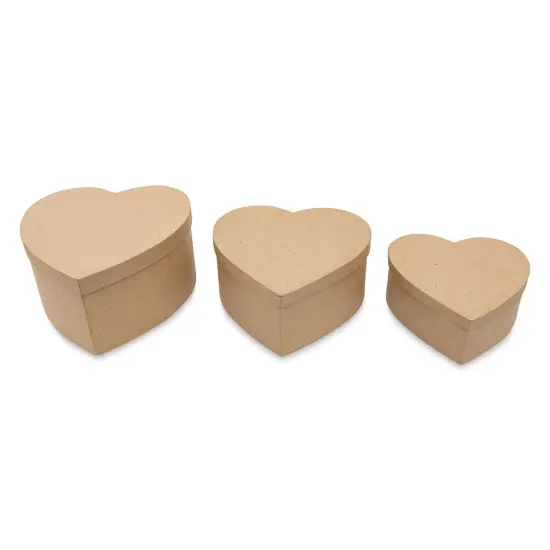 Paper Mache Box Set - Heart, Set of 3 {1}