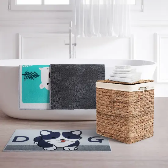 Handmade Rectangular Water Hyacinth Wicker Laundry Hamper with Lid Natural {4}