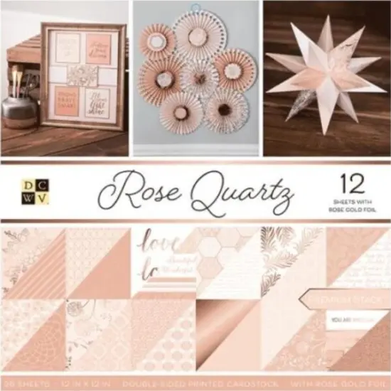 DCWV&reg;️ ROSE QUARTZ GOLD PAPER STACK 12"X12" 12/PKG PS-005-00561 Double Sided {2}