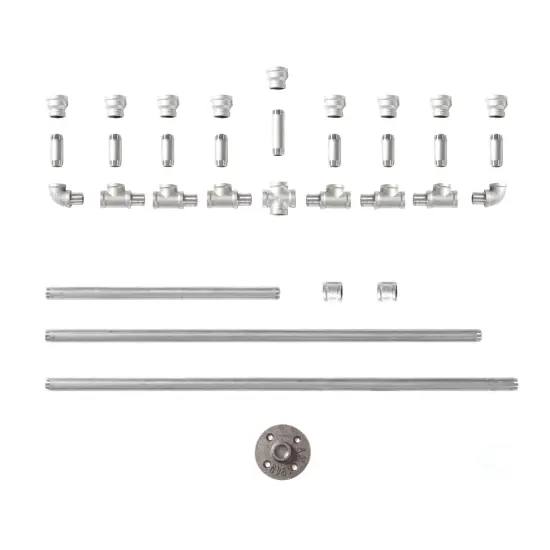 Industrial Galvanized Antique Silver Metal Pipe Hanukkah Menorah {3}