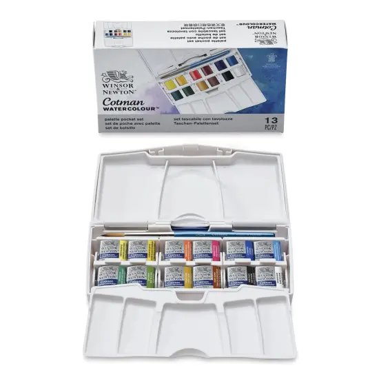 Winsor & Newton Cotman Watercolors - Palette Pocket Set of 12, Assorted Colors, Half Pans {1}