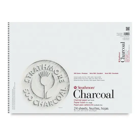 Strathmore 500 Series Charcoal Pad - 18" x 24", White, 24 Sheets {2}