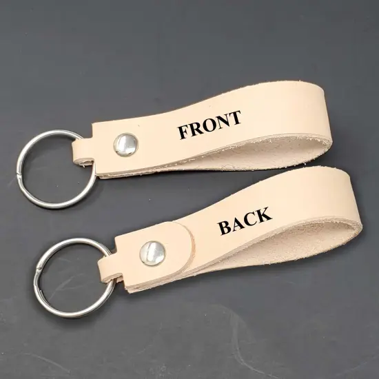 10 Pack Natural Leather Keyring-Keychain-Key Fob&ndash;Hardware Included-Decorating Ready for Laser or Machine Engraving, Stamping, Painting {3}