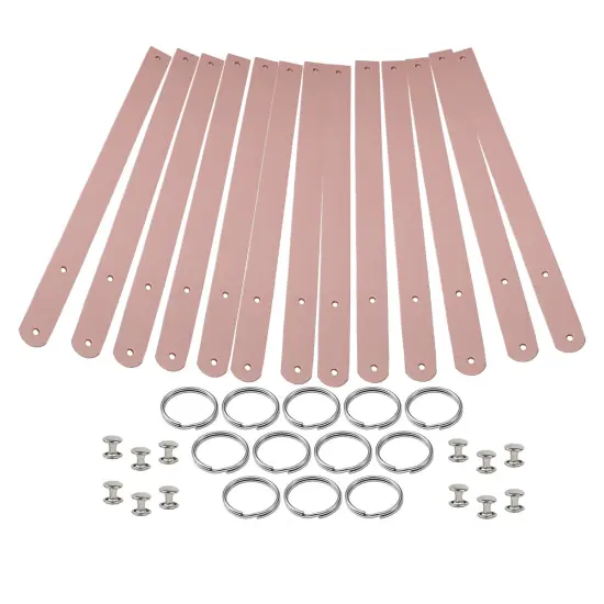 Blank Leather Keyrings 12 Pack &ndash; Pre-Cut Blanks with Hardware for Hot, Foil Stamping & Engraving Blush pink {1}