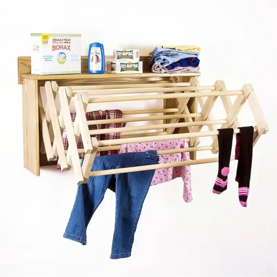Lehman's Accordion Clothes Drying Rack and Shelf, Amish Made Wooden {1}
