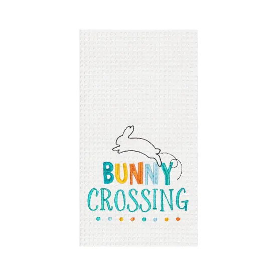 "Bunny Crossing" Easter Rabbit Spring Theme Kitchen Dishtowel {1}